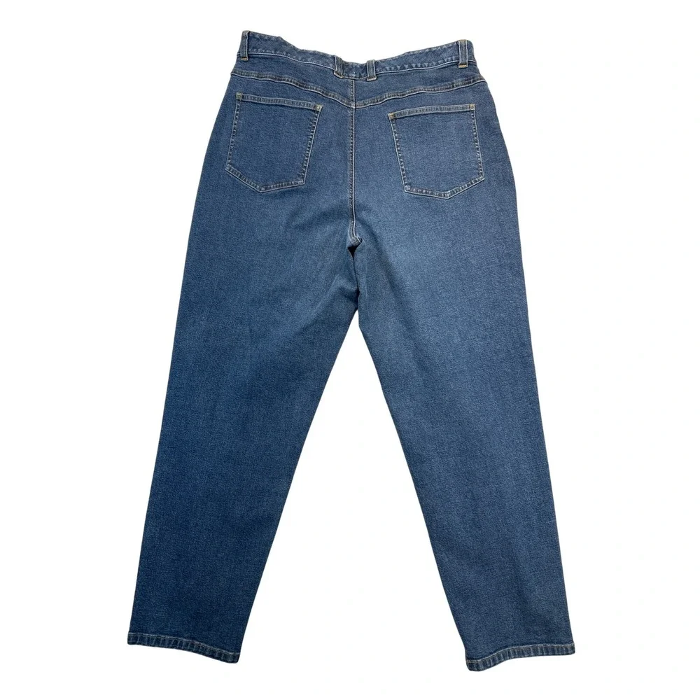 Talbots Jeans Womens 16P Blue Petites Stretch Tapered Leg High Rise Mom Classic